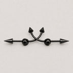 Double Spike titanium industrial barbell, detail view 10