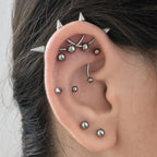 Double Spike titanium industrial barbell, detail view 3