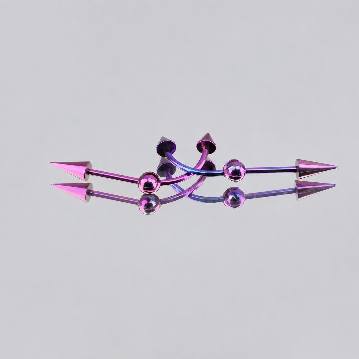 Double Spike titanium industrial barbell, detail view 4