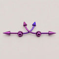 Double Spike titanium industrial barbell, detail view 9