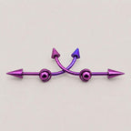 Double Spike titanium industrial barbell, detail view 9