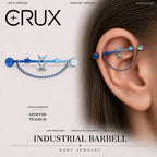Double Star Chain titanium industrial barbell, front view