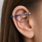 Double Star Chain titanium industrial barbell, detail view 2