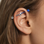 Double Star Chain titanium industrial barbell, detail view 3