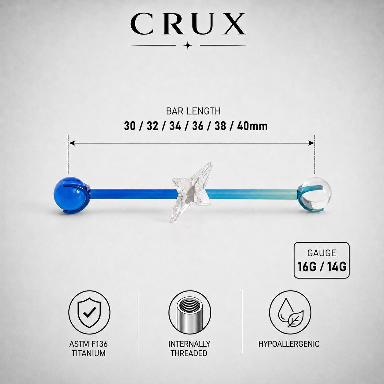 Double Star Chain titanium industrial barbell, detail view 8