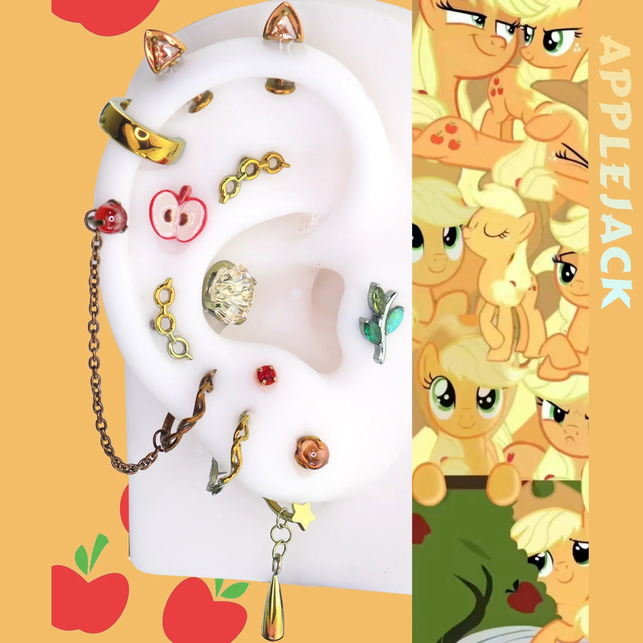 MLP Series Ear Accessories Set Curation - MLP Series Ear Accessories Set Curation - Applejack by CRUXJEWELRY