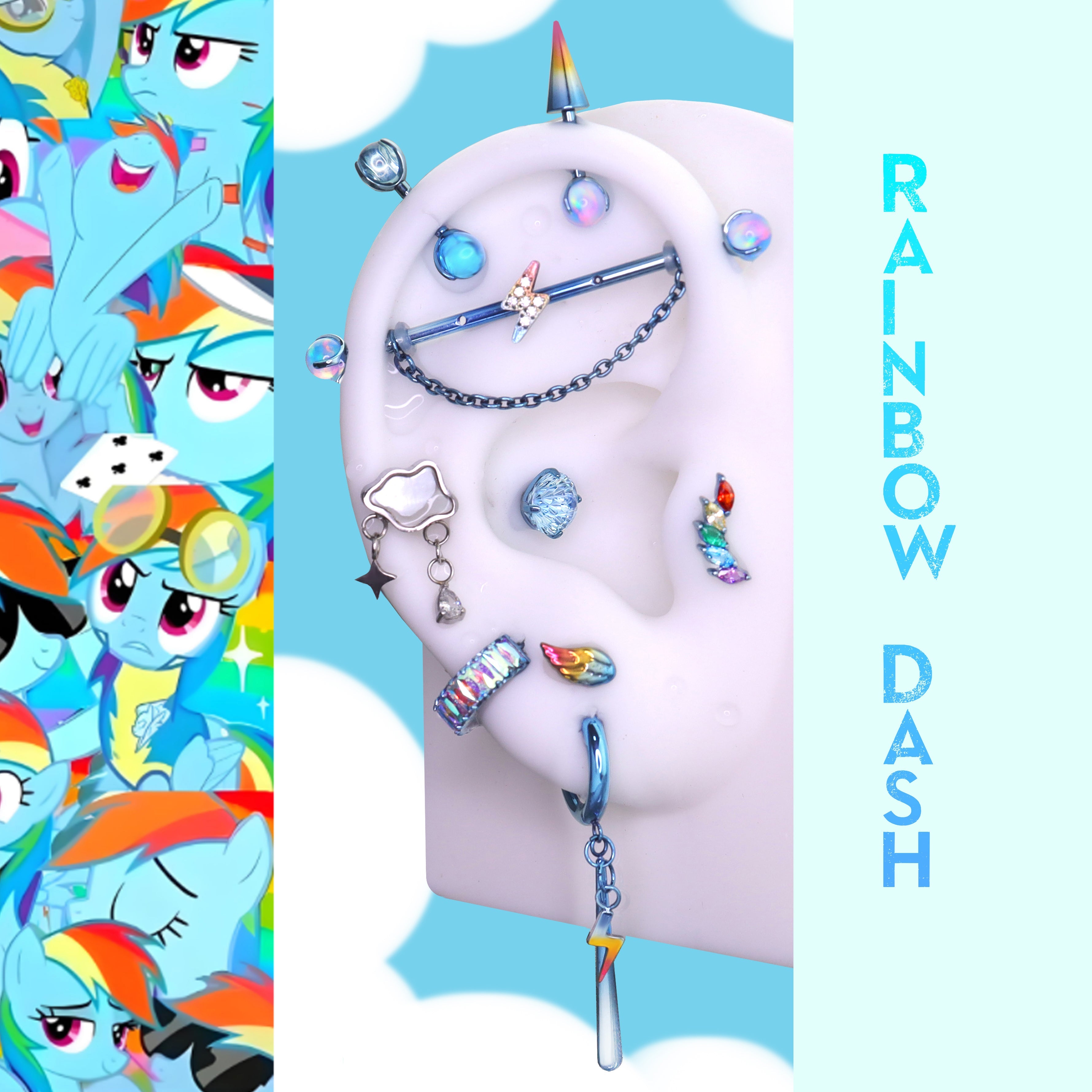 MLP Rainbow Dash Series Ear Accessories - MLP Rainbow Dash Series Ear Accessories - DEVIL SPIKE / 16G-1.2mm / 6mm by CRUXJEWELRY