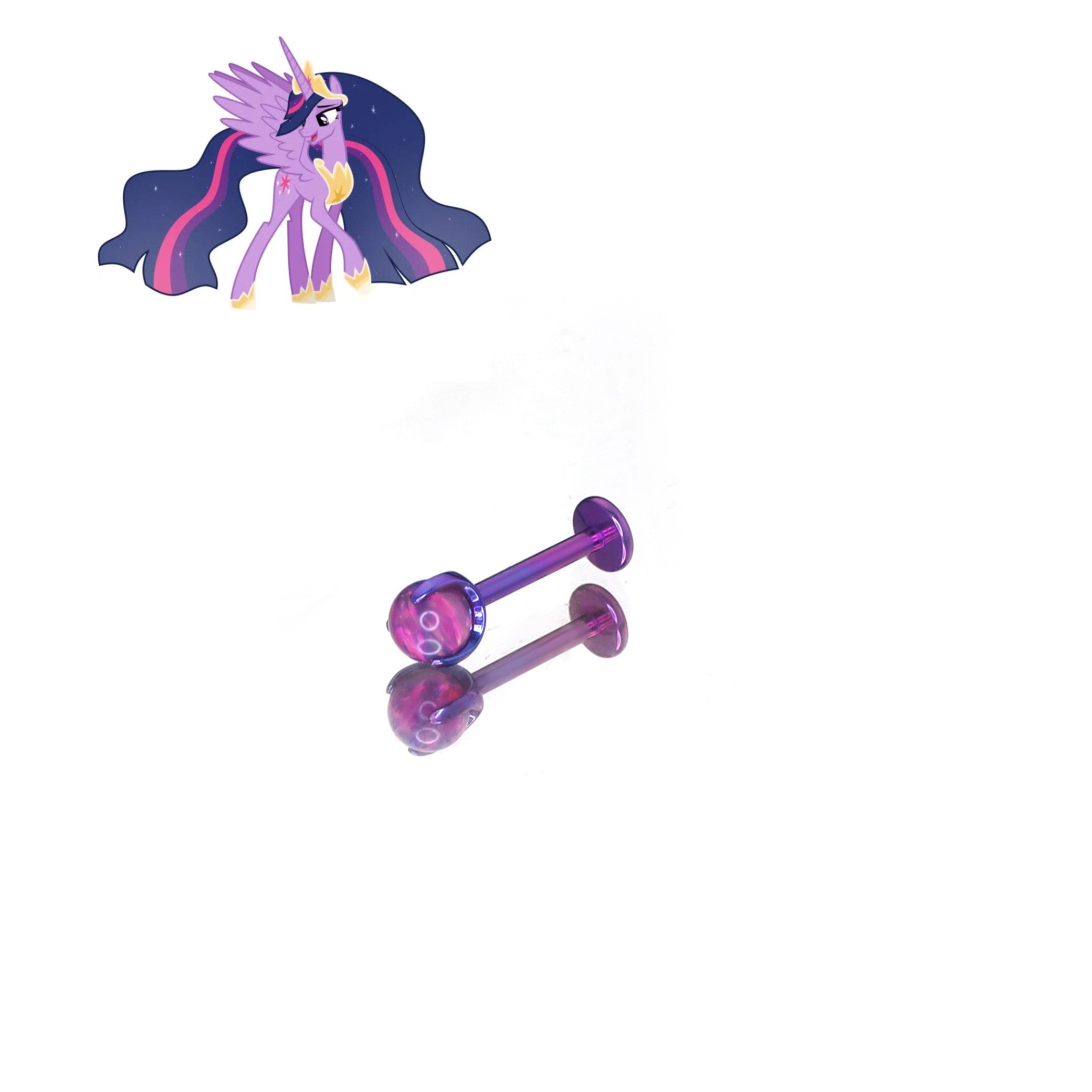 MLP F-136 Titanium Flat-Back Ear/Lip/Nostril Stud - MLP F-136 Titanium Flat-Back Ear/Lip/Nostril Stud - Twilight Sparkle / 5mm by CRUXJEWELRY