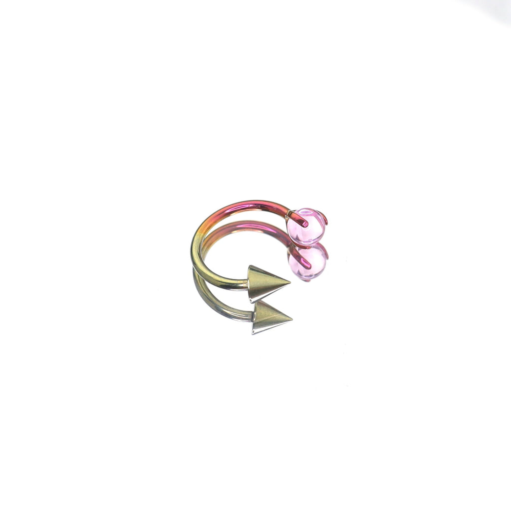 MLP Titanium Internally Threaded Zirconia Ring - Horseshoe, Cartilage, Earring & Labret - MLP Titanium Internally Threaded Zirconia Ring - Horseshoe, Cartilage, Earring & Labret - Fluttershy / Spike / 8mm by CRUXJEWELRY