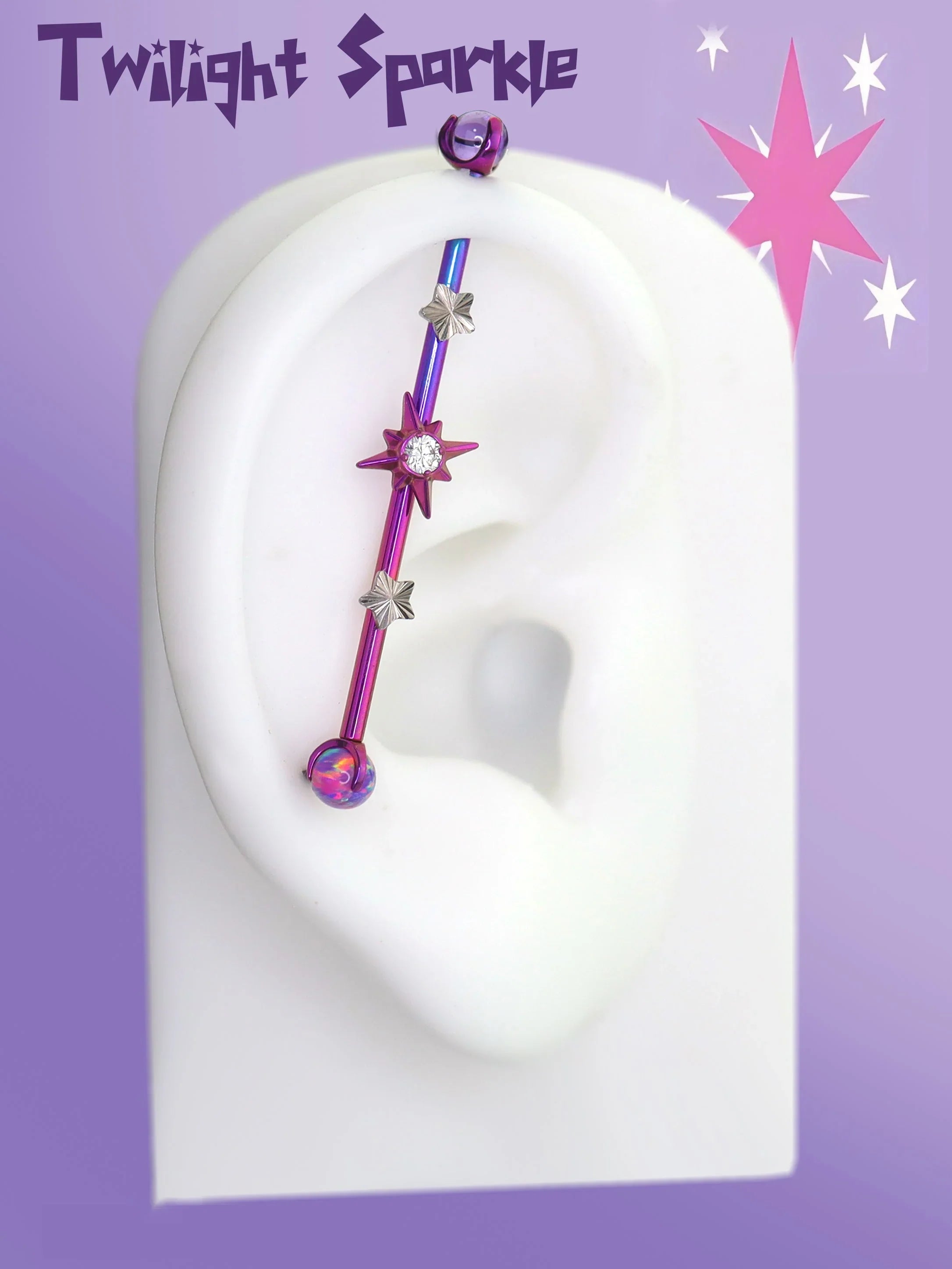 MLP Colorful Titanium Industrial Bar Collections - MLP Colorful Titanium Industrial Bar Collections - Twilight Sparkle / 34mm by CRUXJEWELRY