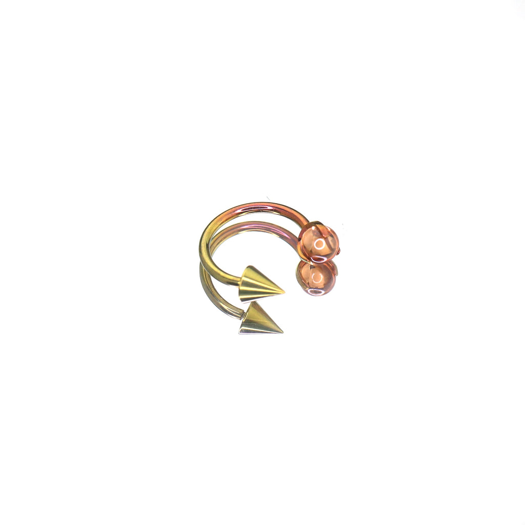 MLP Titanium Internally Threaded Zirconia Ring - Horseshoe, Cartilage, Earring & Labret - MLP Titanium Internally Threaded Zirconia Ring - Horseshoe, Cartilage, Earring & Labret - Applejack / Spike / 8mm by CRUXJEWELRY