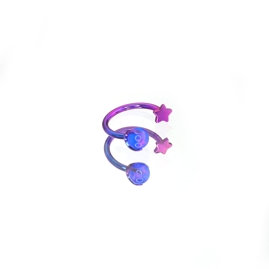 MLP Titanium Internally Threaded Zirconia Ring - Horseshoe, Cartilage, Earring & Labret - MLP Titanium Internally Threaded Zirconia Ring - Horseshoe, Cartilage, Earring & Labret - Princess Luna / Star / 8mm by CRUXJEWELRY