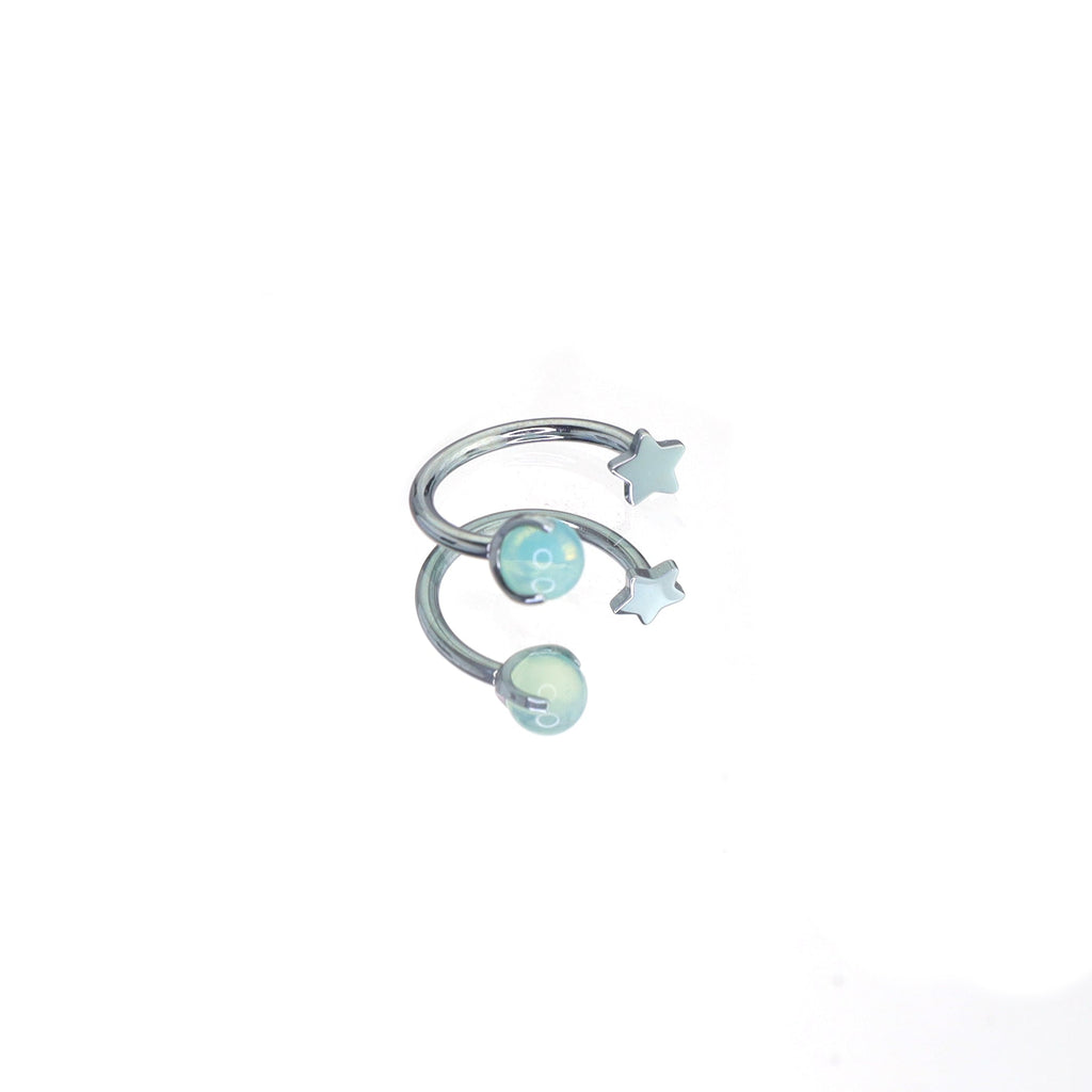 MLP Titanium Internally Threaded Zirconia Ring - Horseshoe, Cartilage, Earring & Labret - MLP Titanium Internally Threaded Zirconia Ring - Horseshoe, Cartilage, Earring & Labret - Mistmane / Star / 8mm by CRUXJEWELRY