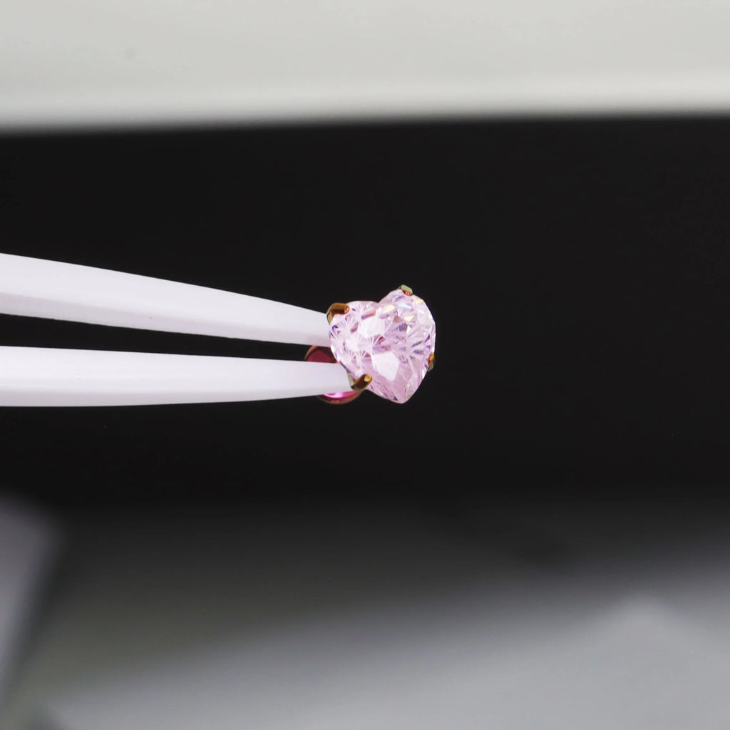 MLP Pinkie Pie Series Ear Accessories Set - MLP Pinkie Pie Series Ear Accessories Set - Pink Heart CZ Ear Studs / 6mm / 16G-1.2mm by CRUXJEWELRY