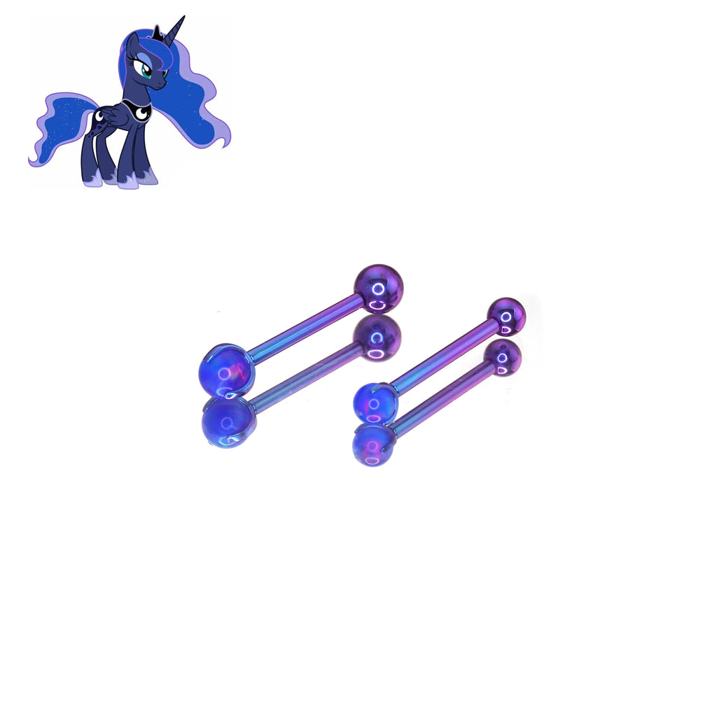 MLP Opal CZ Barbell - Tongue/Nipple Straight Barbell - MLP Opal CZ Barbell - Tongue/Nipple Straight Barbell - Princess Luna / 12mm / 4mm by CRUXJEWELRY