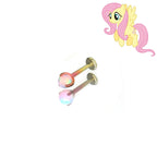 MLP F-136 Titanium Flat-Back Ear/Lip/Nostril Stud - MLP F-136 Titanium Flat-Back Ear/Lip/Nostril Stud - Fluttershy / 5mm by CRUXJEWELRY