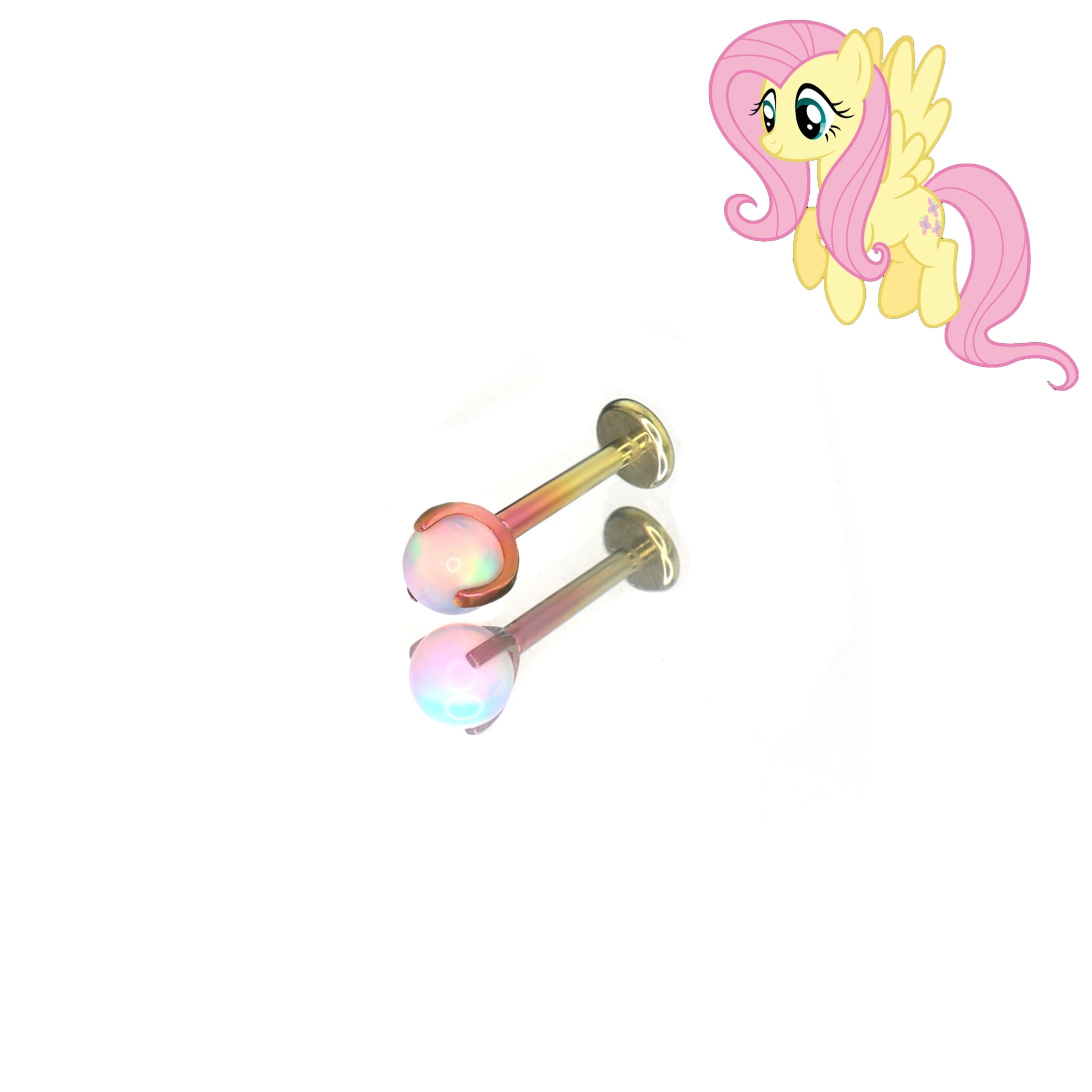 MLP F-136 Titanium Flat-Back Ear/Lip/Nostril Stud - MLP F-136 Titanium Flat-Back Ear/Lip/Nostril Stud - Fluttershy / 5mm by CRUXJEWELRY