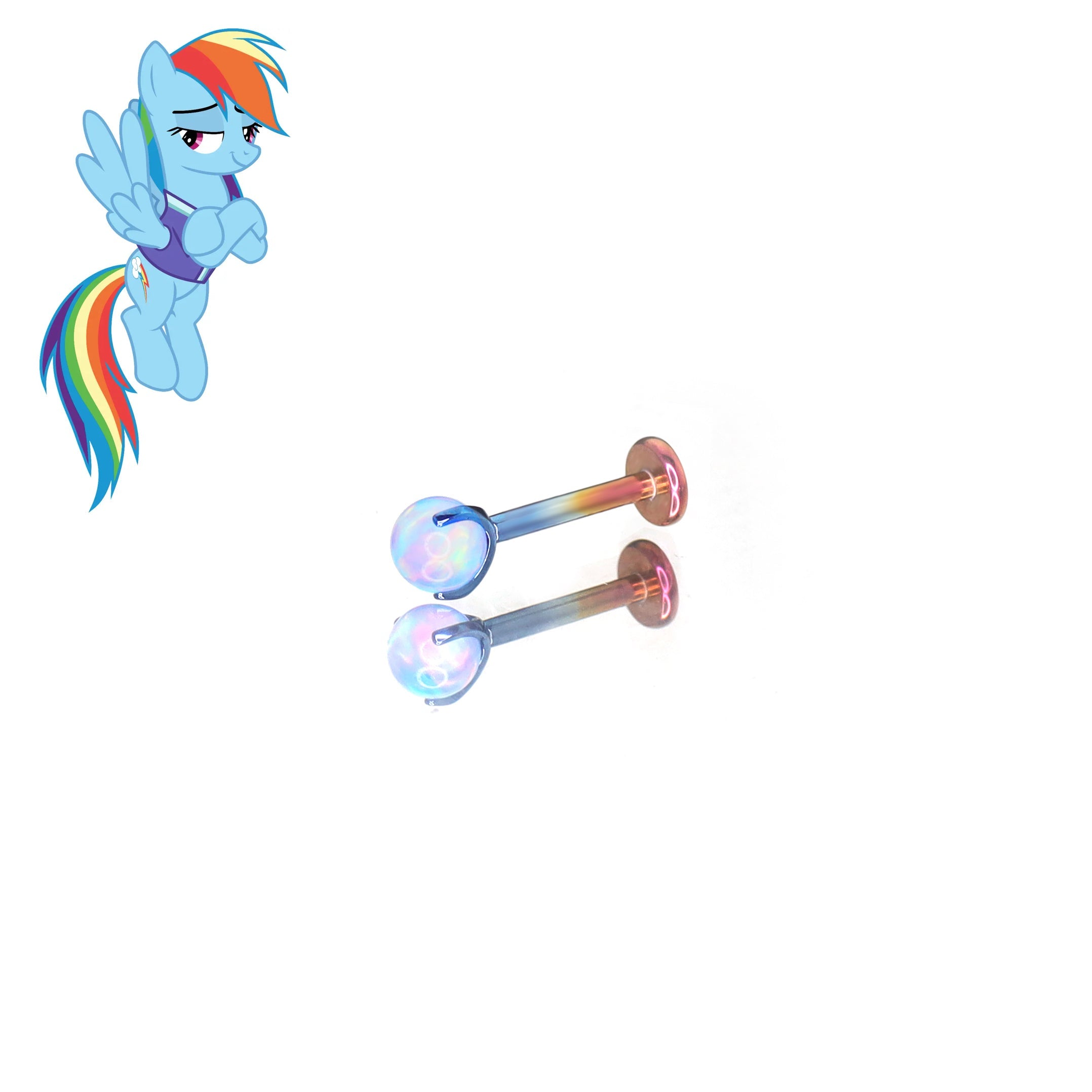 MLP F-136 Titanium Flat-Back Ear/Lip/Nostril Stud - MLP F-136 Titanium Flat-Back Ear/Lip/Nostril Stud - Rainbow Dash / 5mm by CRUXJEWELRY