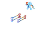 MLP Opal CZ Barbell - Tongue/Nipple Straight Barbell - MLP Opal CZ Barbell - Tongue/Nipple Straight Barbell - Rainbow Dash / 12mm / 4mm by CRUXJEWELRY