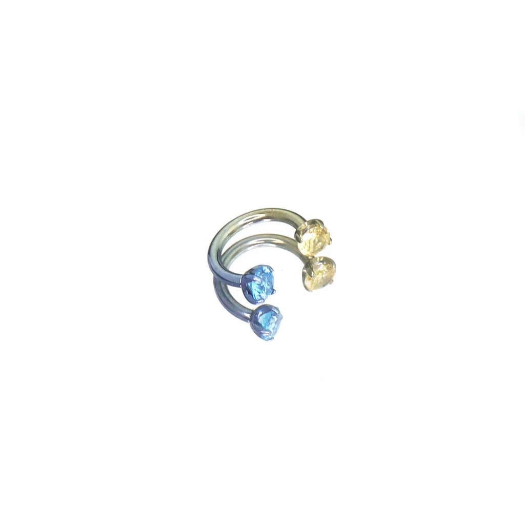 MLP Pinkie Pie Series Ear Accessories Set - MLP Pinkie Pie Series Ear Accessories Set - Blue & Yellow Color-Block Hoop / 8mm / 16G-1.2mm by CRUXJEWELRY