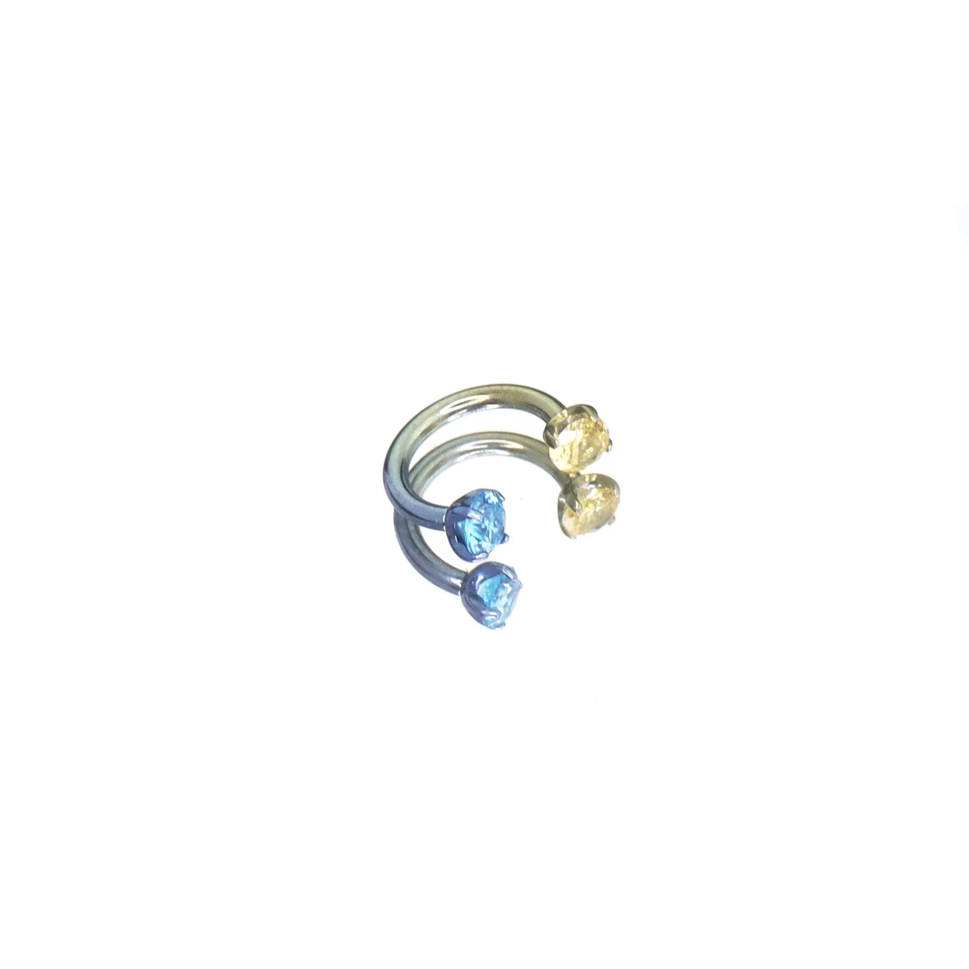 MLP Pinkie Pie Series Ear Accessories Set - MLP Pinkie Pie Series Ear Accessories Set - Blue & Yellow Color-Block Hoop / 8mm / 16G-1.2mm by CRUXJEWELRY