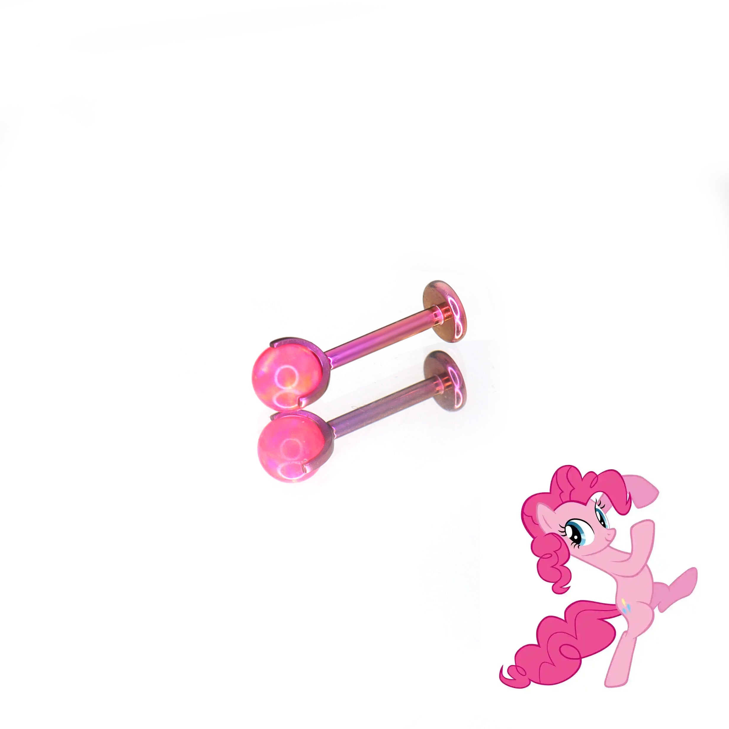 MLP F-136 Titanium Flat-Back Ear/Lip/Nostril Stud - MLP F-136 Titanium Flat-Back Ear/Lip/Nostril Stud - Pinkie Pie / 5mm by CRUXJEWELRY