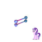 MLP Opal CZ Barbell - Tongue/Nipple Straight Barbell - MLP Opal CZ Barbell - Tongue/Nipple Straight Barbell - Starlight Glimmer / 12mm / 4mm by CRUXJEWELRY