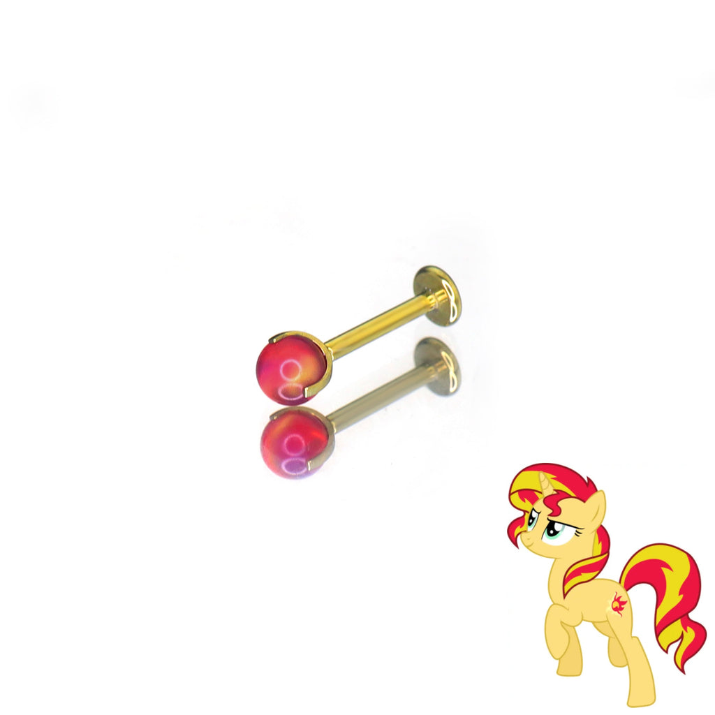 MLP F-136 Titanium Flat-Back Ear/Lip/Nostril Stud - MLP F-136 Titanium Flat-Back Ear/Lip/Nostril Stud - Sunset Shimmer / 5mm by CRUXJEWELRY
