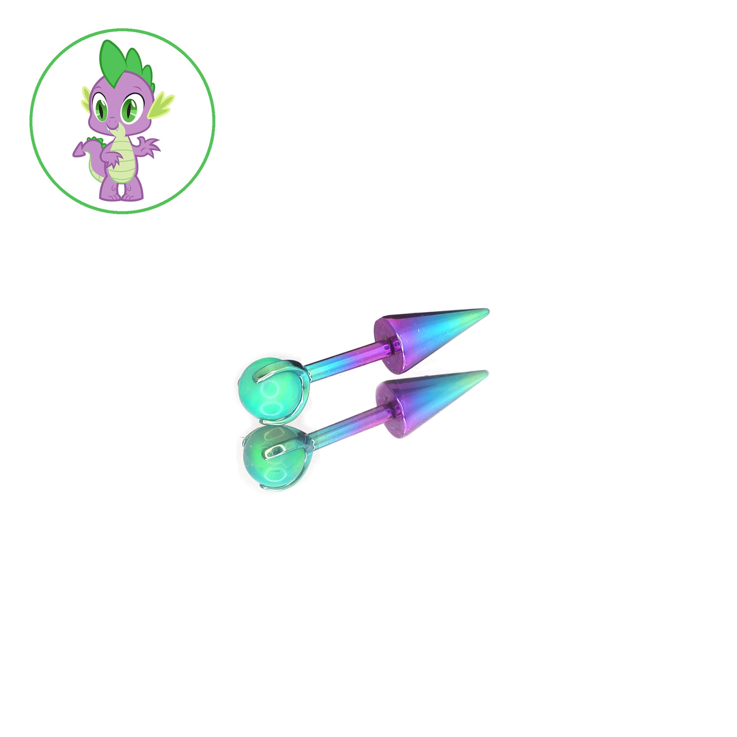 MLP Colorful Titanium Opal Ball-End Ear/Lip CZ Spike - MLP Colorful Titanium Opal Ball-End Ear/Lip CZ Spike - Spike / 6mm by CRUXJEWELRY