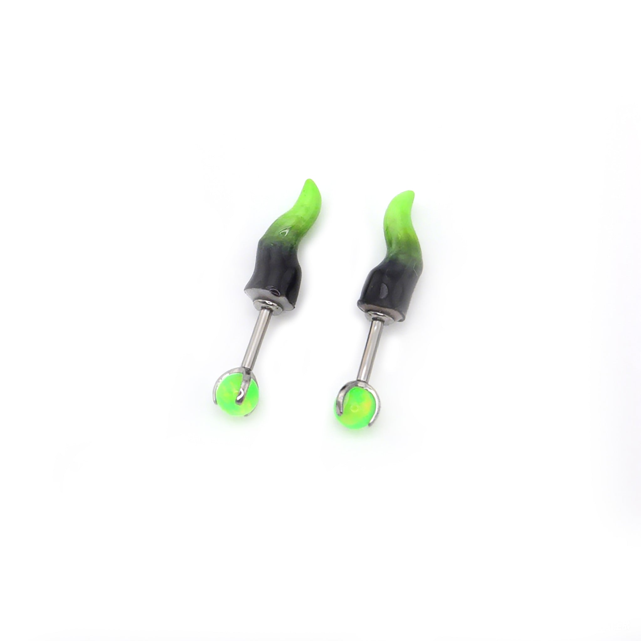 CRUX - PAIR OF Satan Demon Horn Titanium Cartilage Studs - CRUX - PAIR OF Satan Demon Horn Titanium Cartilage Studs - 6mm by CRUXJEWELRY