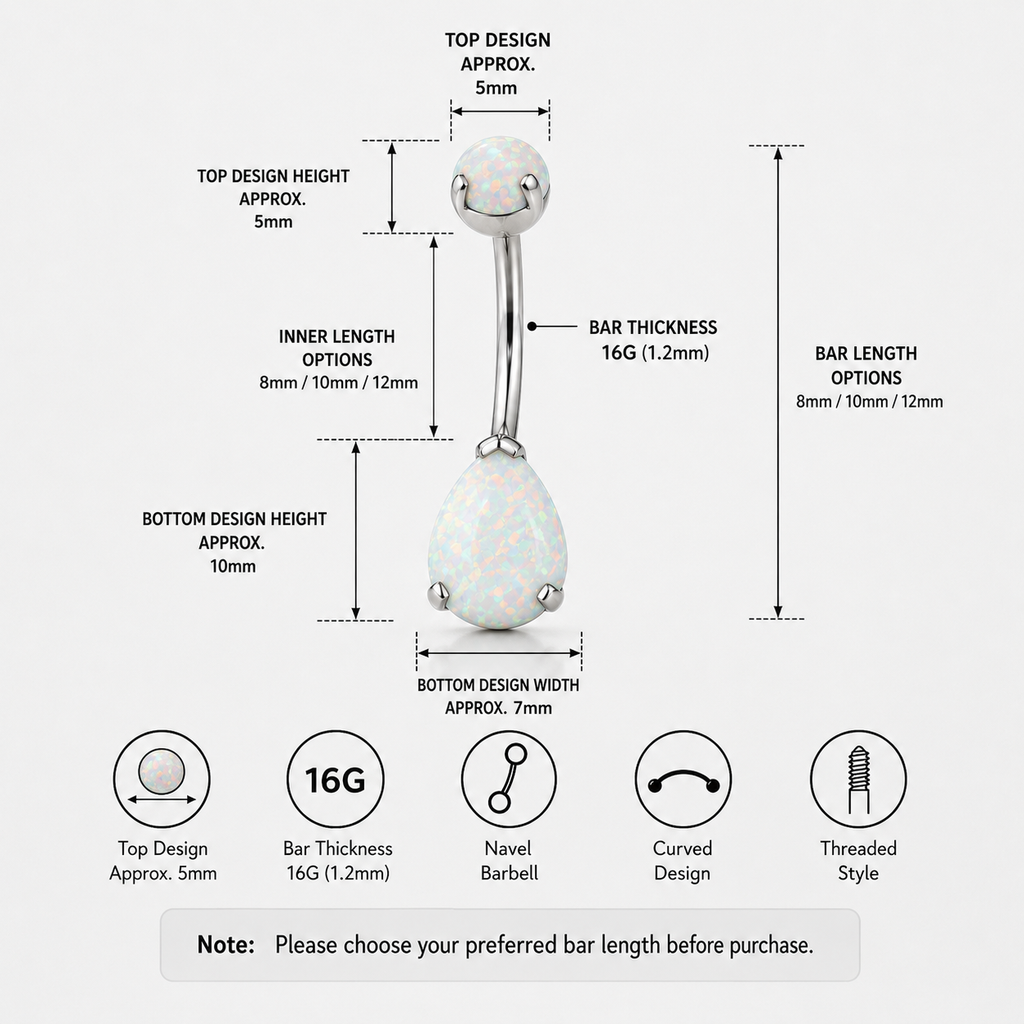 Teardrop Double Opal Titanium Belly Ring