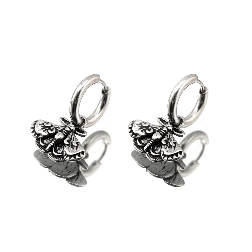 Gothic Moth Insect Pendant Stainless Steel Earrings - Gothic Moth Insect Pendant Stainless Steel Earrings - Single by CRUXJEWELRY