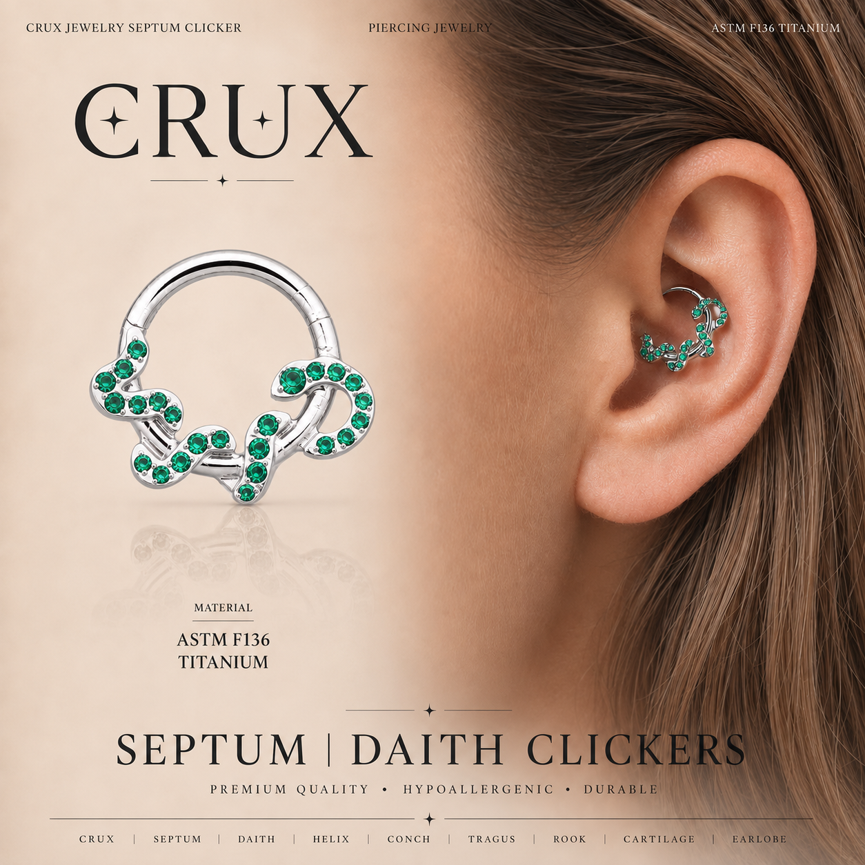 Titanium Snake Septum Clicker