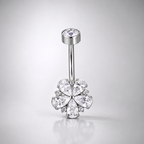 Cherry Blossom Titanium CZ Belly Ring