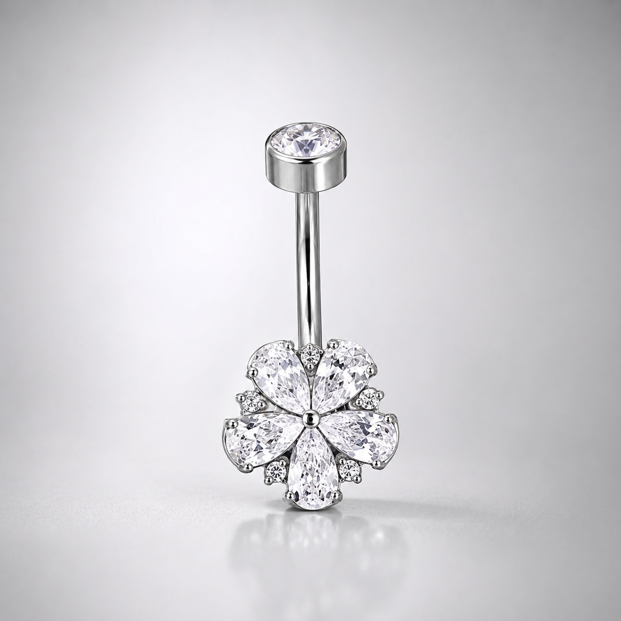 Cherry Blossom Titanium CZ Belly Ring