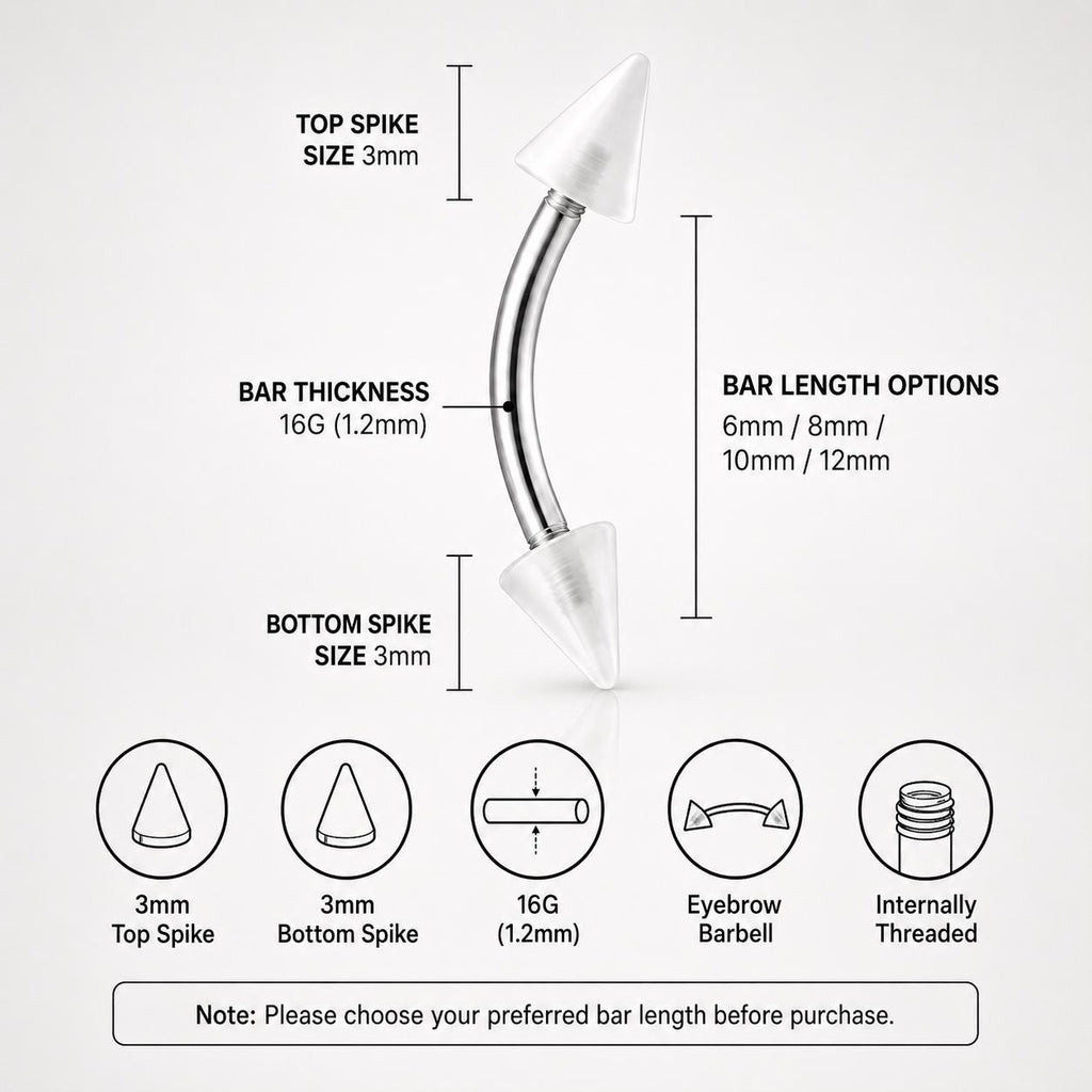 ETSY 4530251314 | IMAGE 9 | Acrylic Spike Titanium Eyebrow Barbell