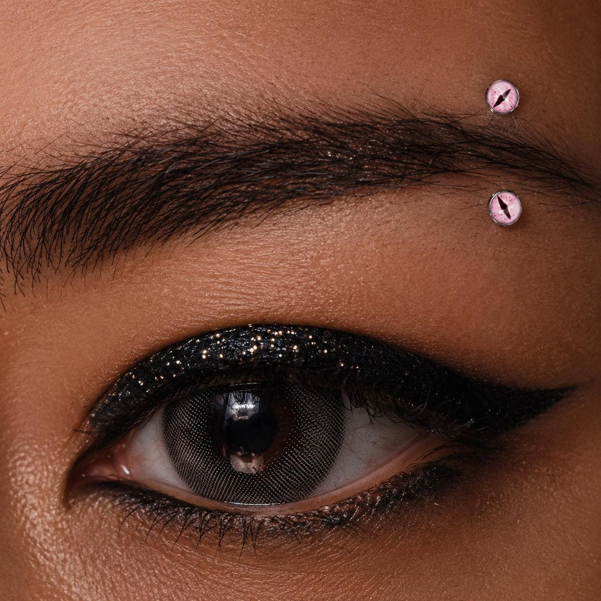 ETSY 4530270929 | IMAGE 4 | Pink Cat Eye Titanium Eyebrow Barbell