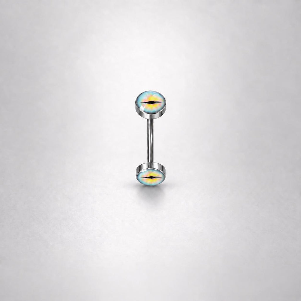 ETSY 4530270929 | IMAGE 8 | Pink Cat Eye Titanium Eyebrow Barbell