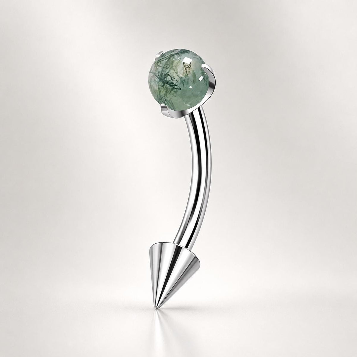 ETSY 4530829390 | IMAGE 5 | Moss Agate Titanium Eyebrow Barbell