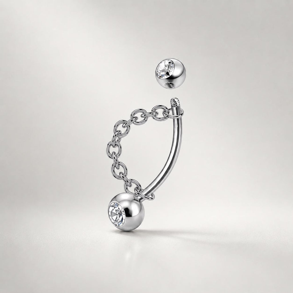 ETSY 4530841218 | IMAGE 4 | Silver Ball Chain Titanium Eyebrow Barbell