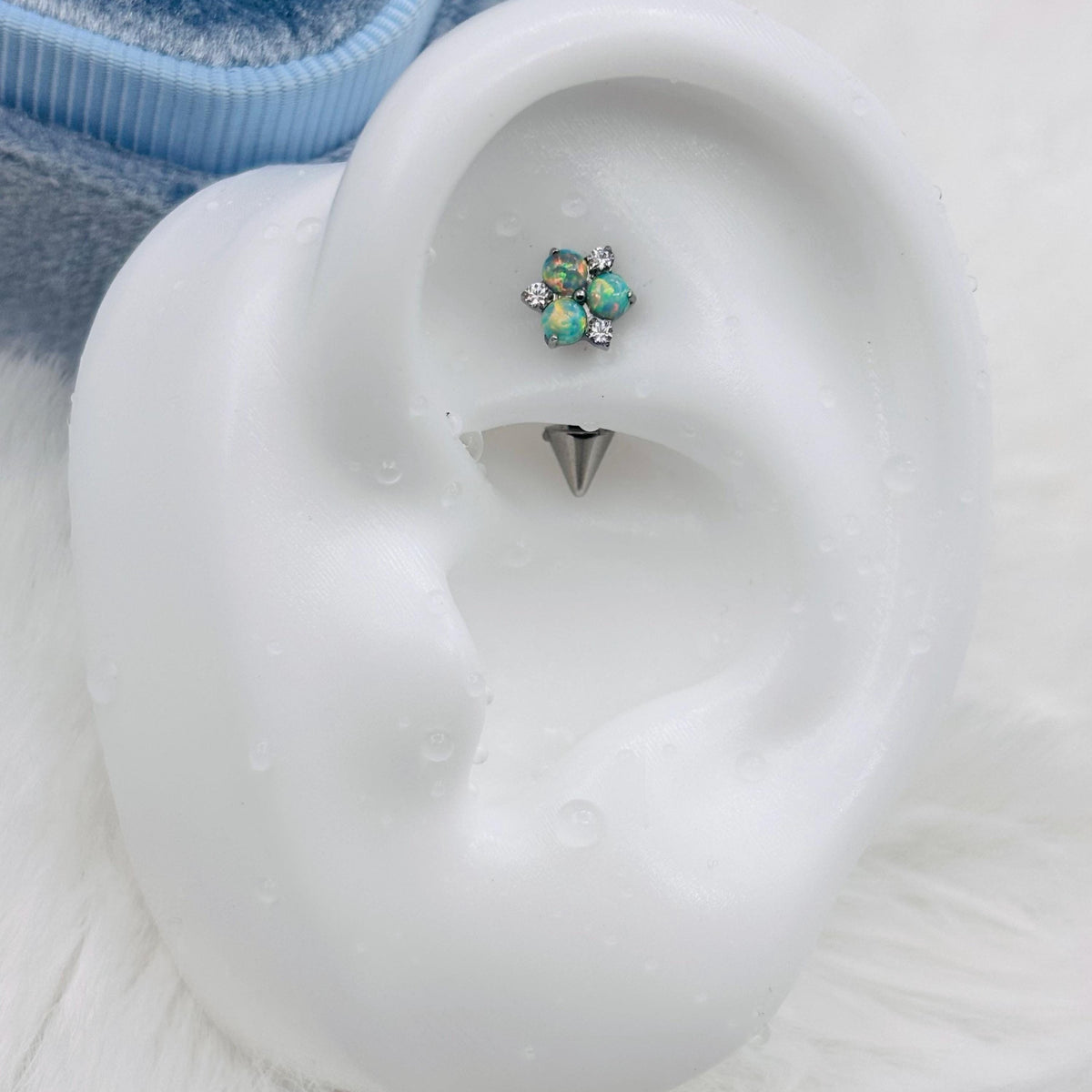 ETSY 4531341918 | IMAGE 3 | CZ Flower Titanium Eyebrow Barbell