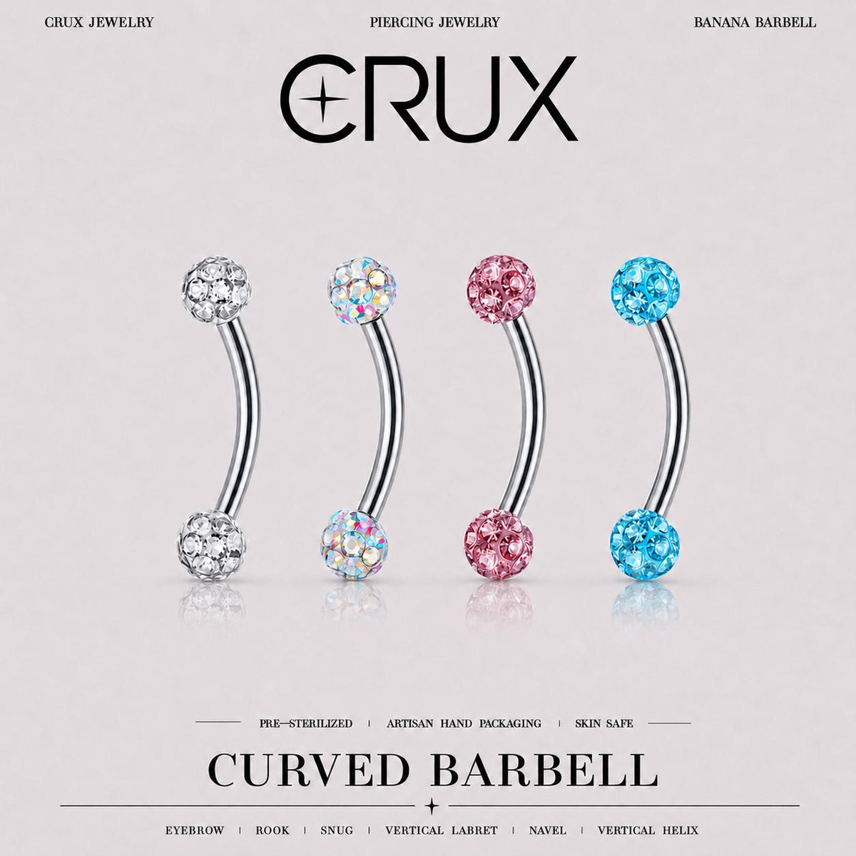 ETSY 4535513584 | IMAGE 1 | Pavé CZ Ball Titanium Eyebrow Barbell
