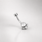 Rainbow CZ Cat Paw Titanium Navel Ring