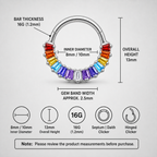Rainbow Titanium Baguette Septum Clicker
