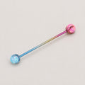 Fire Opal titanium industrial barbell, detail view 3