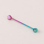 Fire Opal titanium industrial barbell, detail view 5