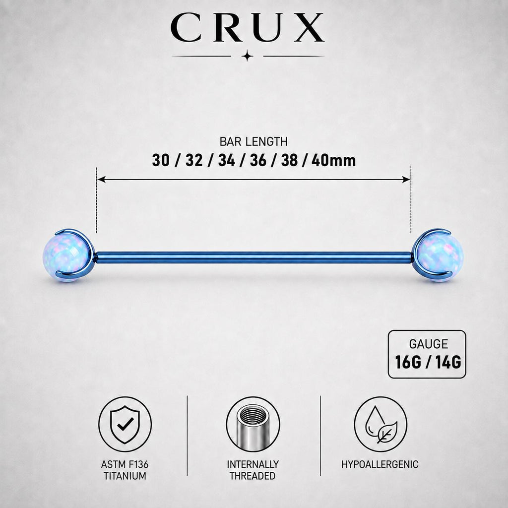 Fire Opal titanium industrial barbell, detail view 7