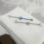 Fleur-de-Lis Crystal titanium industrial barbell, detail view 6