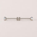 Fleur-de-Lis Crystal titanium industrial barbell, detail view 7