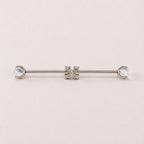 Fleur-de-Lis Crystal titanium industrial barbell, detail view 7